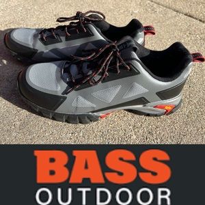 BASS OUTDOOR Men’s 9.5 Vibram Peak Trail II Low Top Hiking Waterproof Shoes Gray